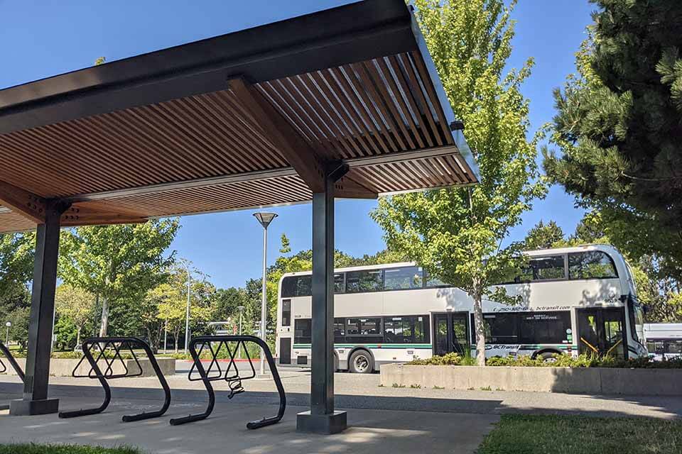 Covered bus stop at UVic