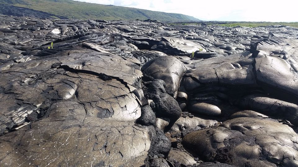 A photo of black lava.