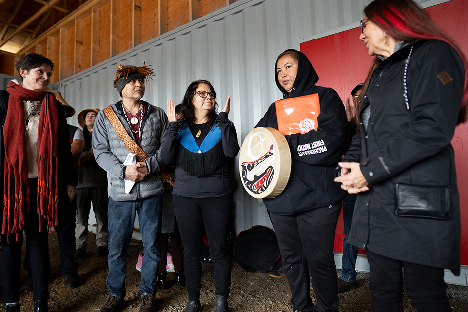 The ceremony before the canoe launch