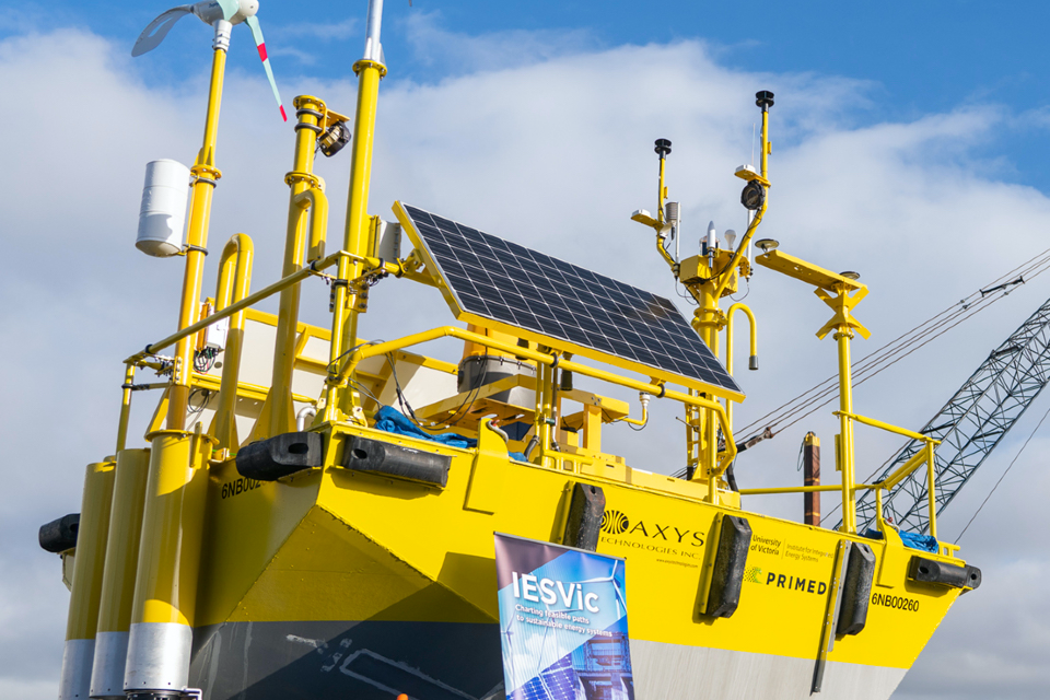 The buoy sits on dry land before launch