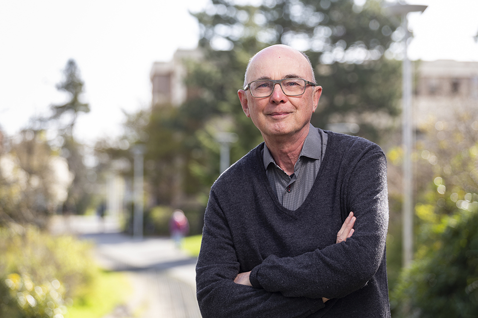 Bennet smiling on campus