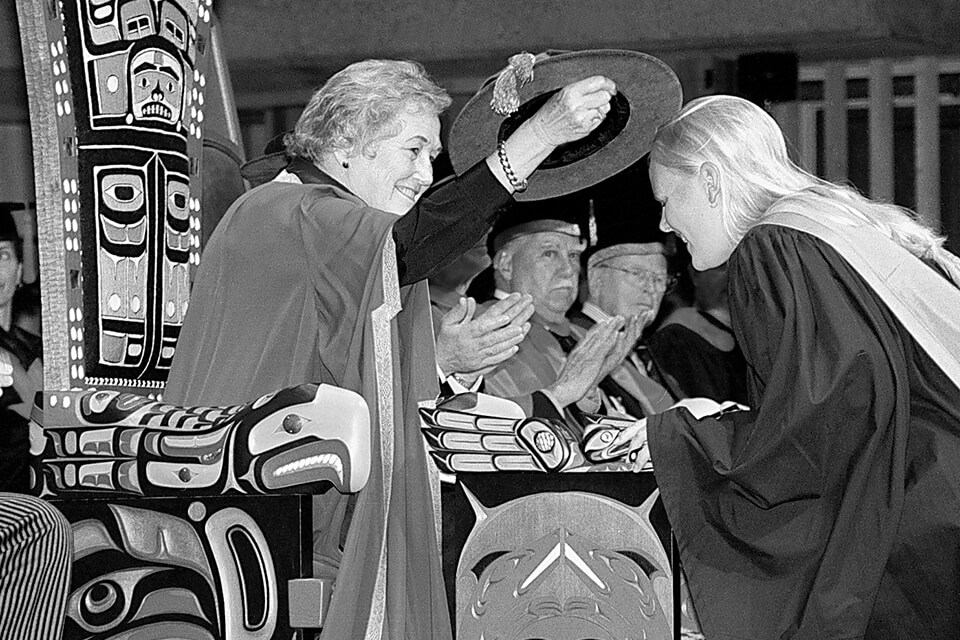 Norma Mickelson, serving as chancellor at a 1997 UVic convocation.