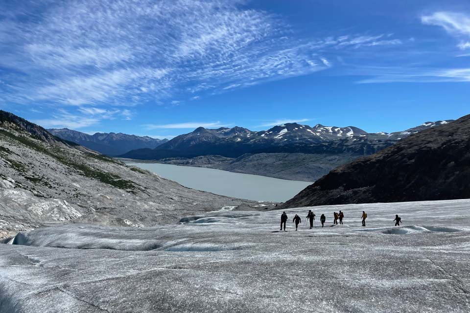 UVic geography 477 students explore Bridge Glacier during a week long field school. 