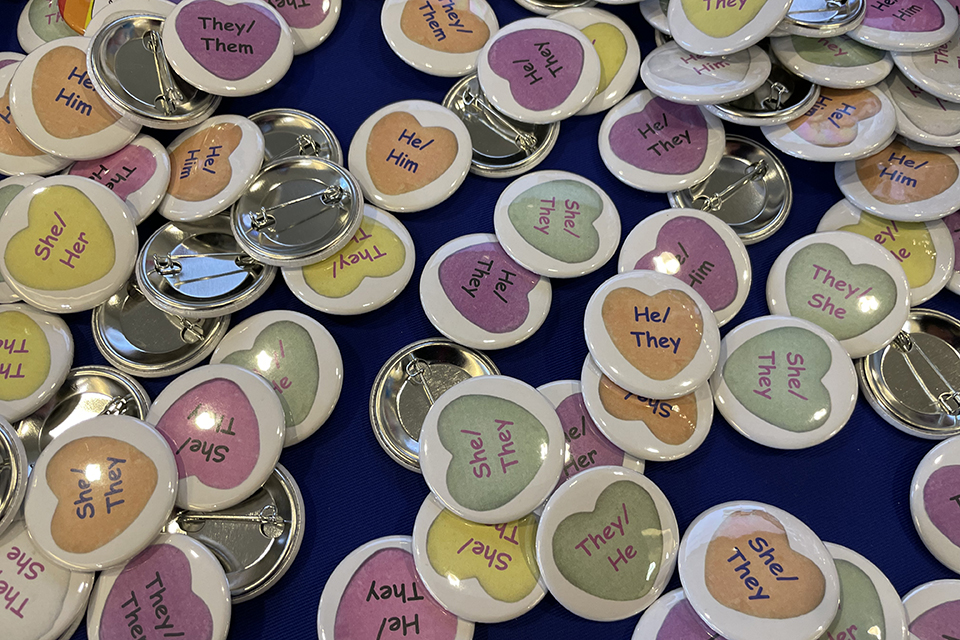 Pronoun buttons