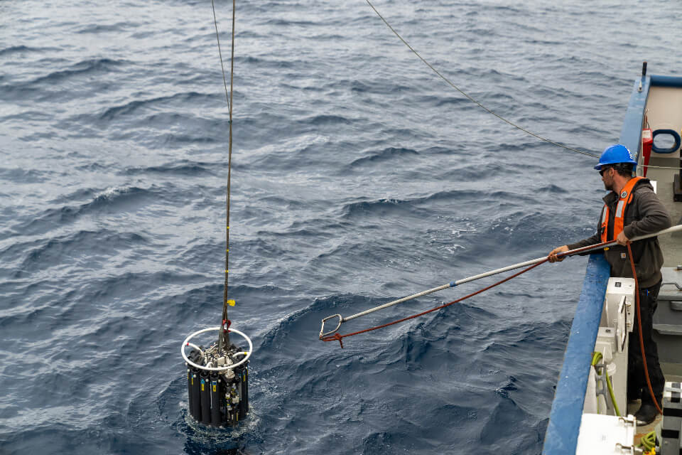 Ocean Networks Canada deployment of instruments used for ocean monitoring – CTDs (Conductivity, Temperature, and Depth). Credit: Ocean Exploration Trust