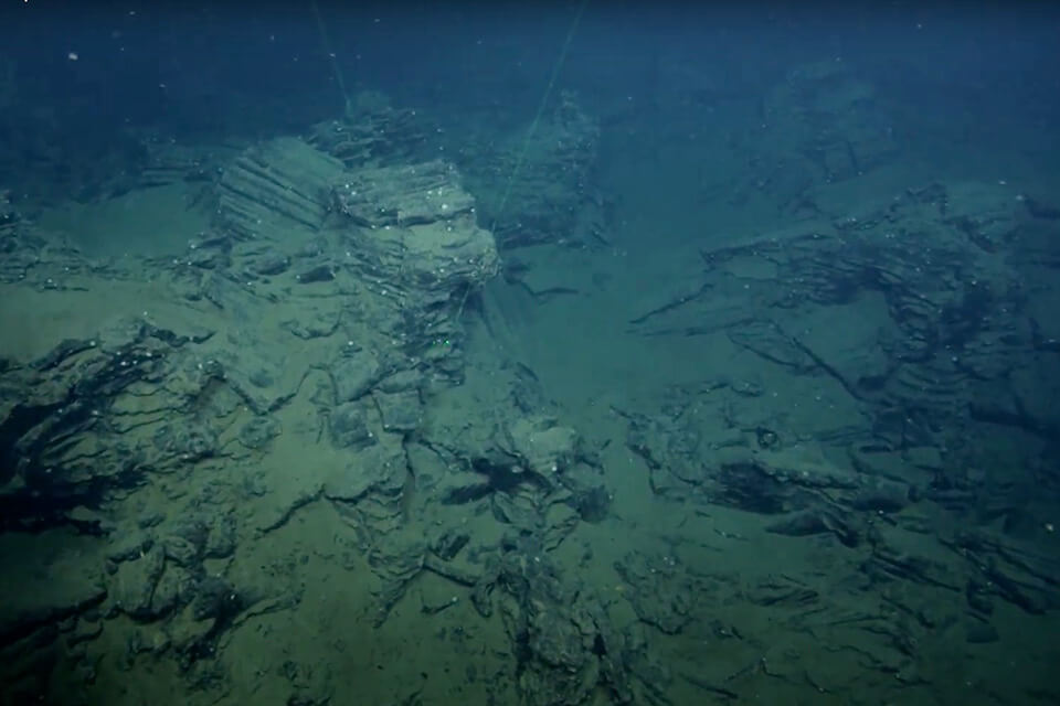 Underwater basalt field located in Endeavour area, 2011. Credit: Ocean Networks Canada/ CSSF-ROPOS
