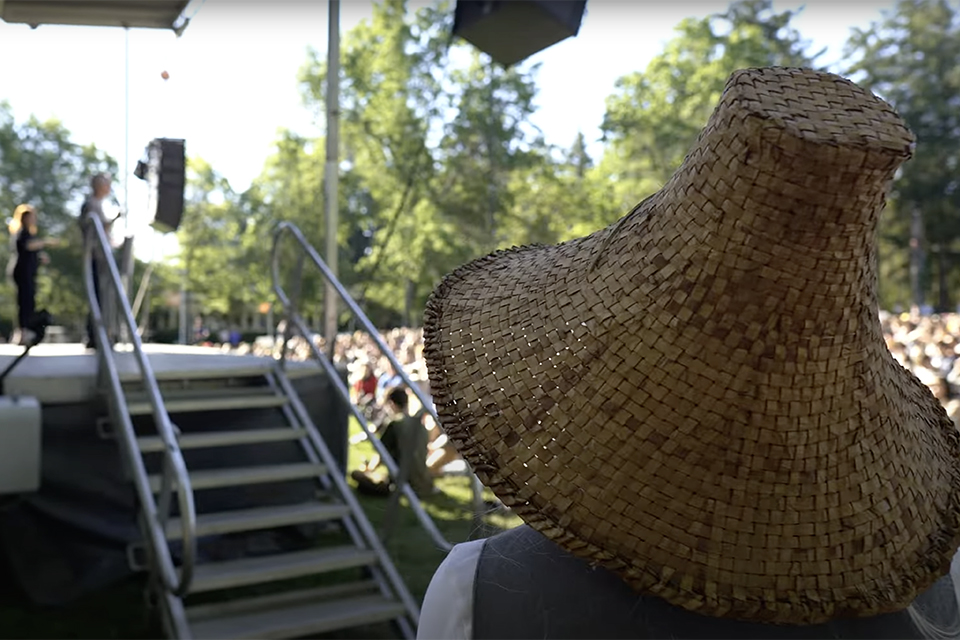 View of the 2022 student welcome from behind stage