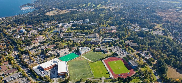 Aerial photo of UVic campus