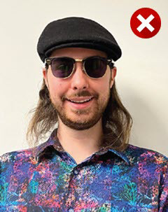 No sunglasses or hats