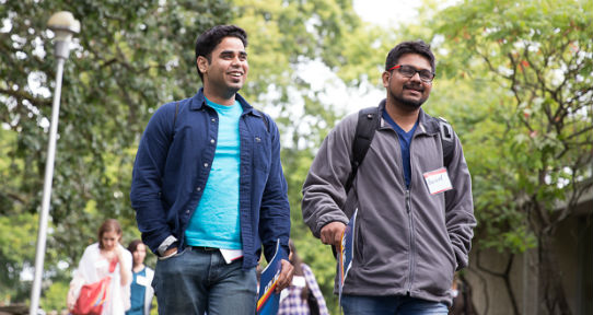 Two international students attending International Student Welcome