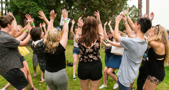 Orientation group participating in an icebreaker
