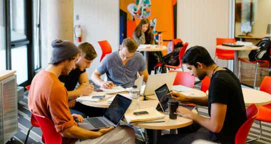 Group of students studying at a table