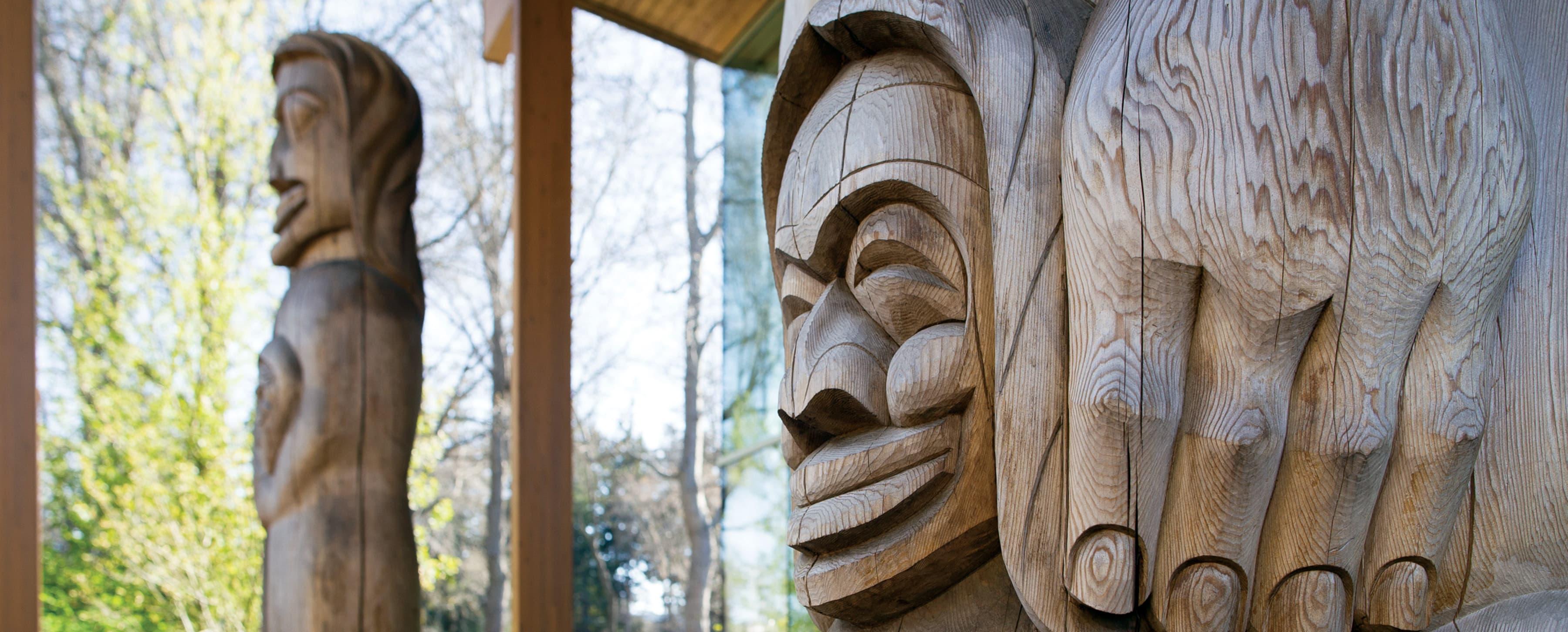 Totems in front of First Peoples House
