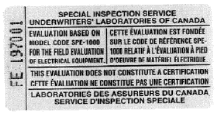 Underwriters Laboratories of Canada special acceptance mark