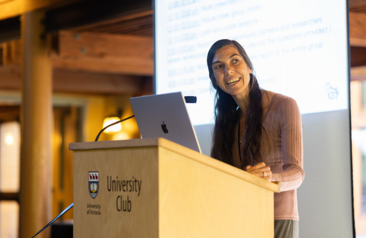 Dr. Marie-Eve Tremblay speaks to an audience at the University Club