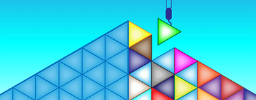 abstract image of differently coloured triangles forming a pyramid