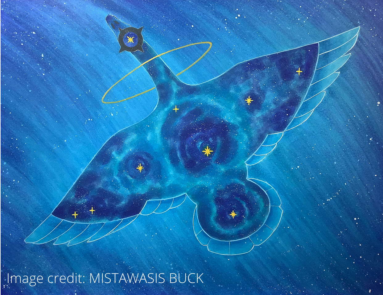 Painting of Indigenous constellation, image credit Mistawasis Buck
