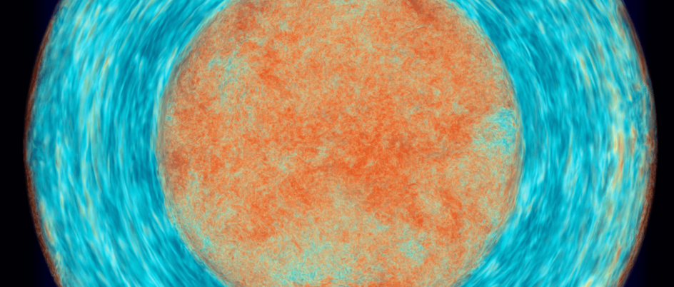 Snapshot of a 3D stellar hydrodynamics simulation