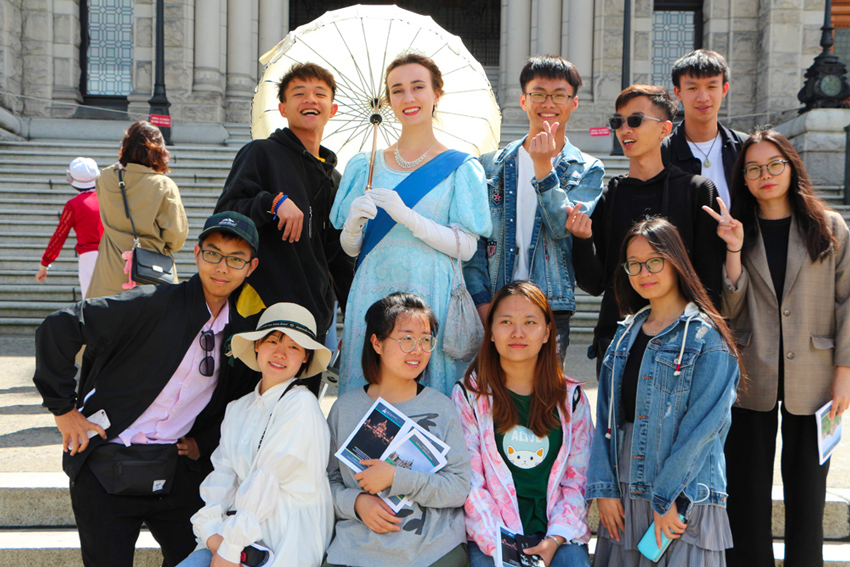 International Youth Leadership Program participants posing in front of the BC Legislature