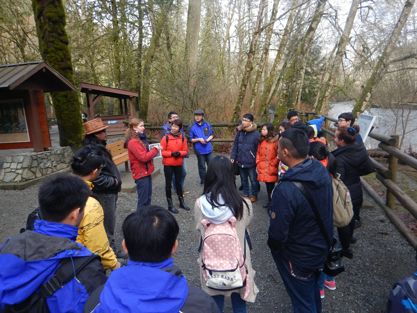 A group of students from China on a field trip to Goldstream Park