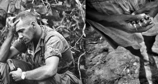 a black and white image of a soldier