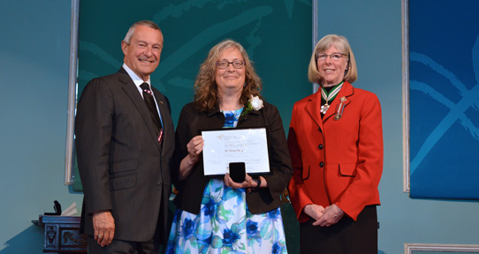 Bernie Pauly receiving her 2016 BC Community Achievement Award