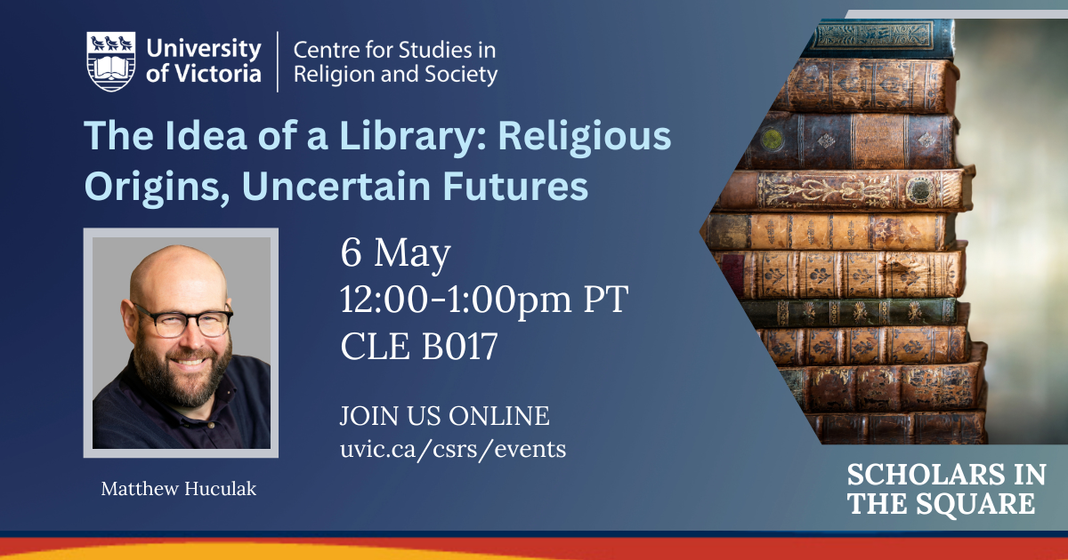 Matt Huculack's lecture is May 6th at noon