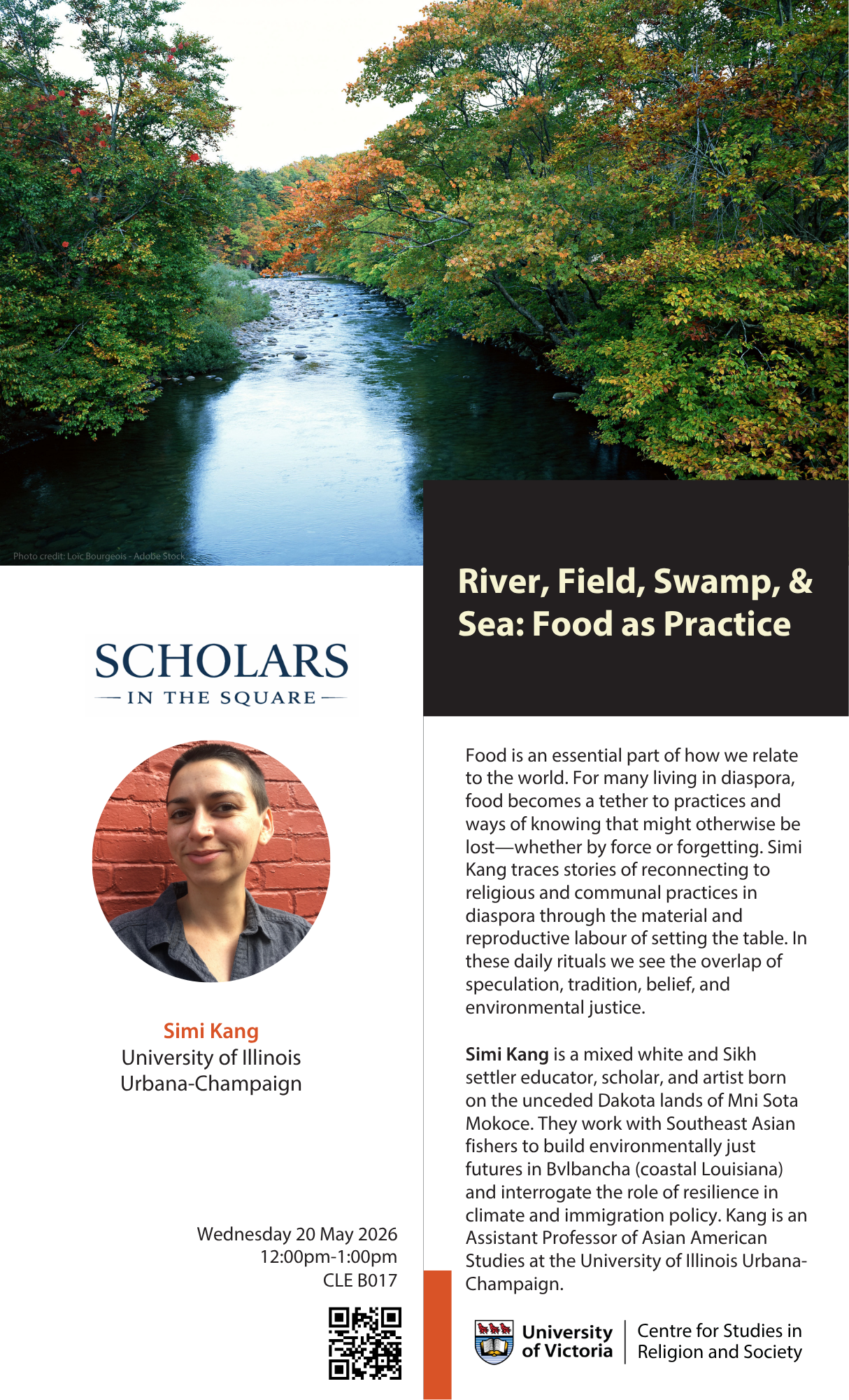 Poster for Simi Kang's lecture on Food as Practice
