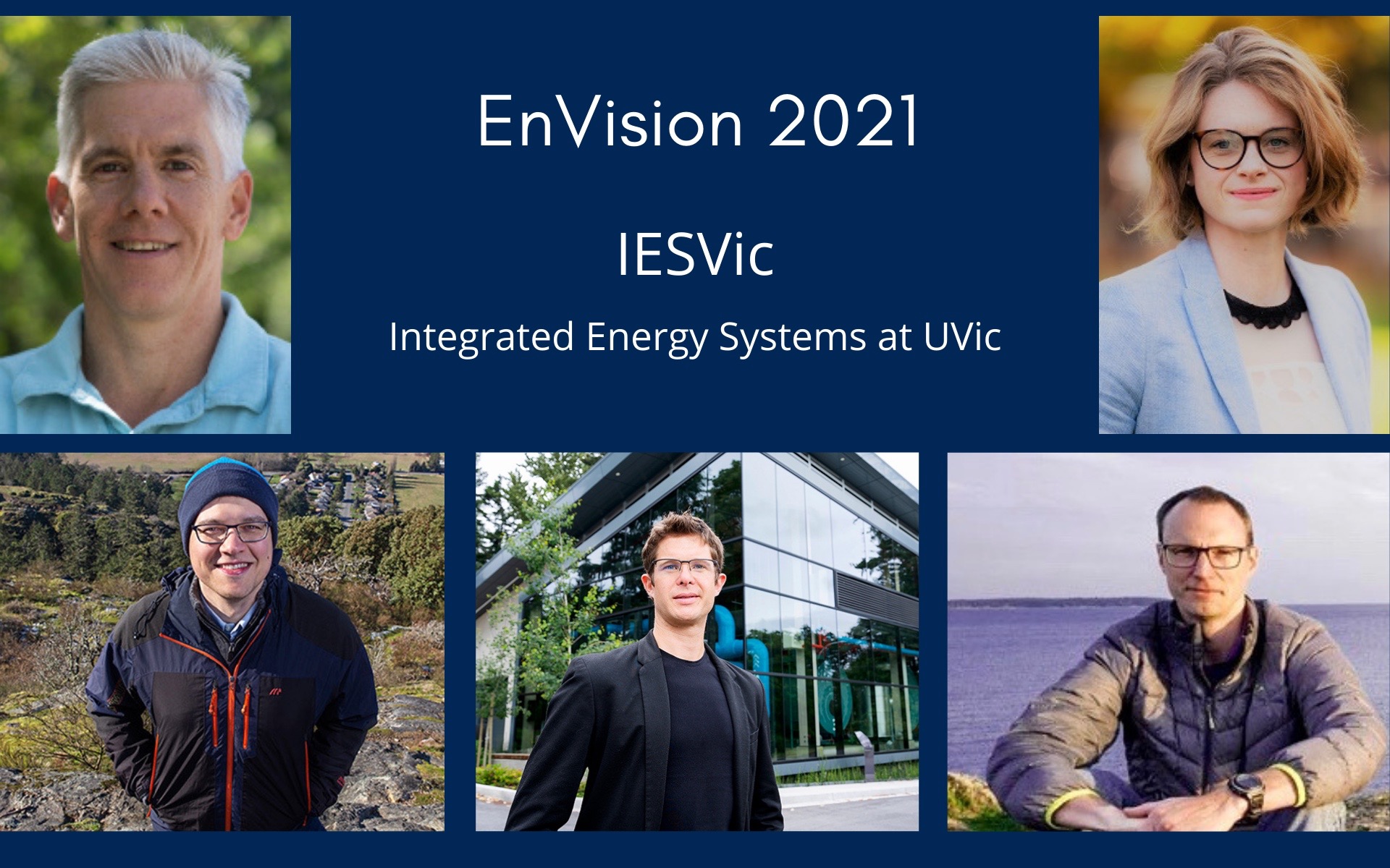 Moderators at EnVision 2021 (clockwise from top left) include: Andrew Rowe, Madeleine McPherson, Curran Crawford, Ralph Evins and Kevin Palmer-Wilson.