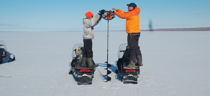 Lake ice survey in Lake Hazen, Nunavut