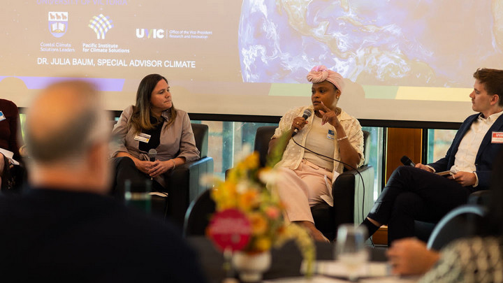 Panelists (from left to right) Emily Dicken, Laurel Sabur and Leif Douglass shared their experiences on the importance of solidarity and relationship building for collective action. 