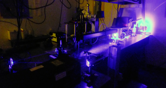 Laser interference lithography system with a Lloyd’s mirror configuration, implemented by Dr. Jacson J. W. Menezes (former post doc in Dr. Brolo’s group). Photo credit: Mahdieh Atighi