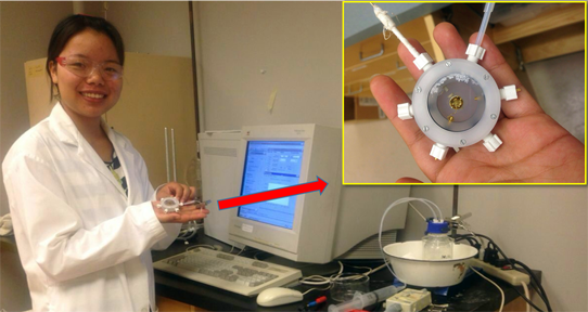 JiaYi He (summer undergraduate student - Mitacs fellowship) from China learning electrodeposition of ultrathin Germanium on gold (111) substrate.