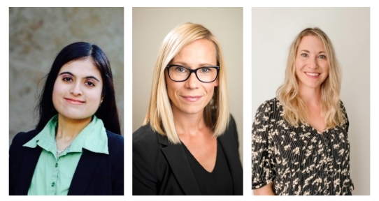 Headshots of three women: Vidhi Thakkar, Tara Horill and Amber Bourgeois.