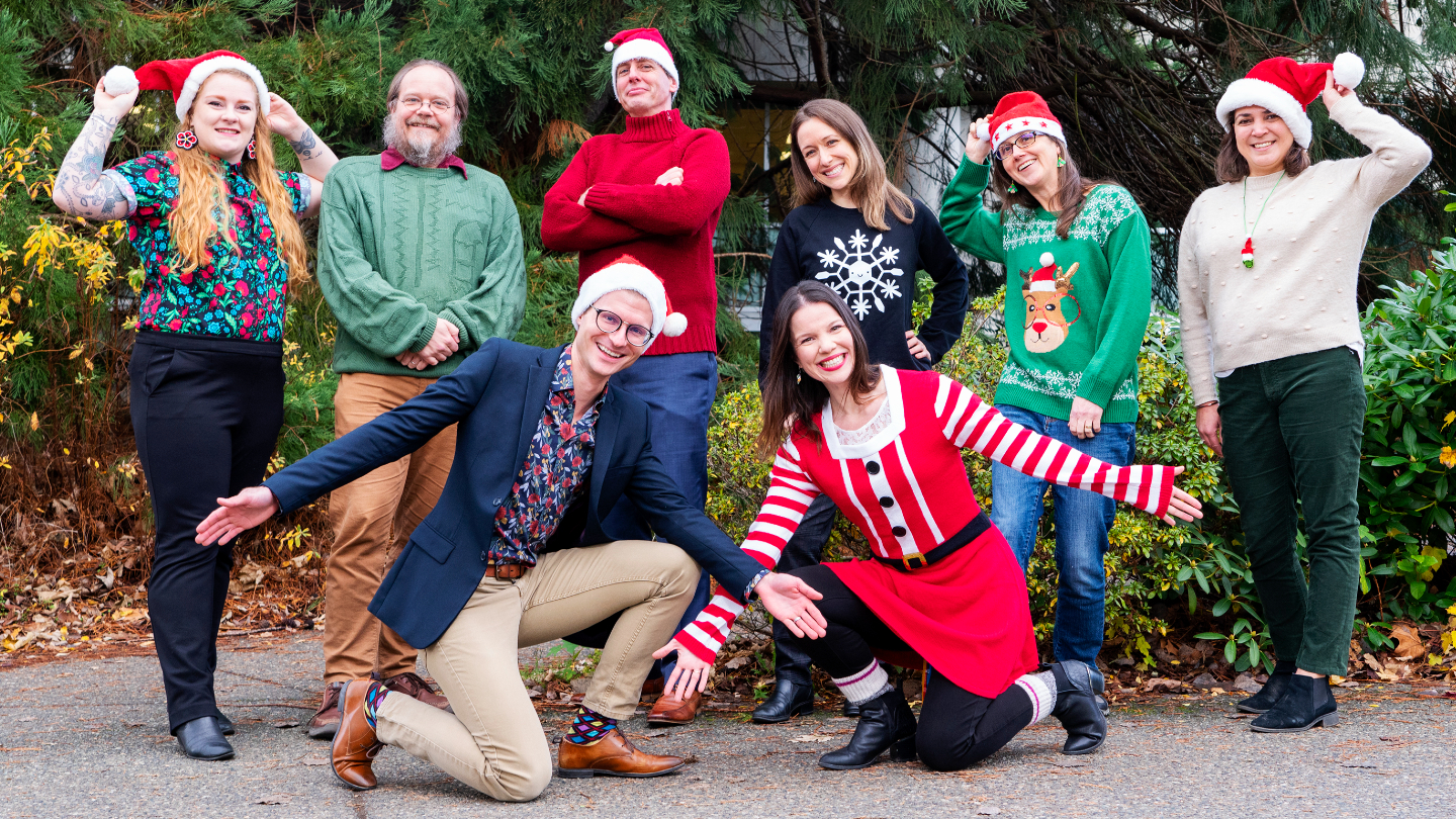 Faculty of Science team photo, dressed in holiday gear