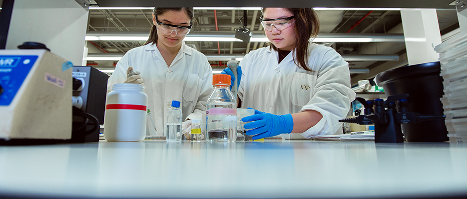 Two students in a lab