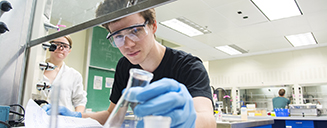 Undergraduate student in a lab class