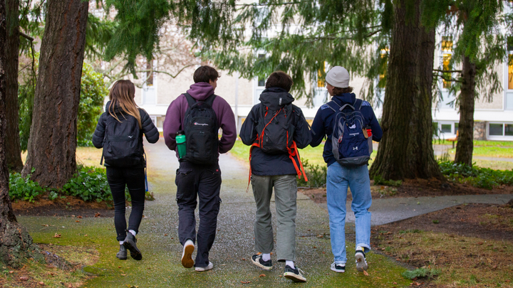 Candid stock photo shoot with students around campus outdoor