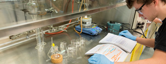 student working in a lab