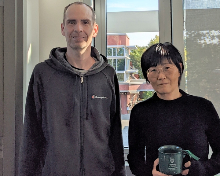 Heesoo Lee (right) with Math and Stats chair Peter Dukes