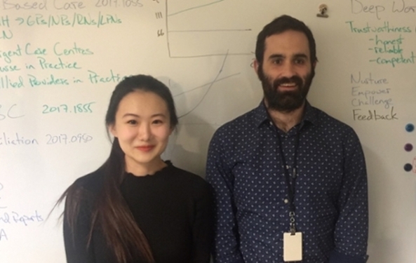 Master's of Science student in statistics Sophia Zheng and her supervisor Geoff Homer