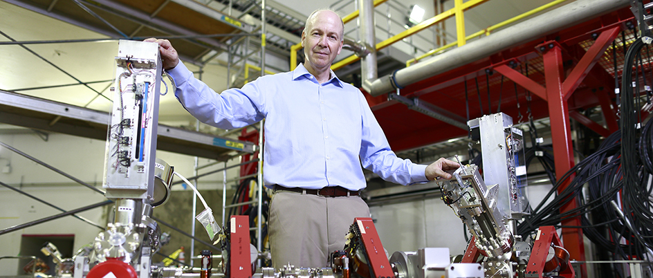 Faculty member Dean Karlen in the TRIUMF, Canada's national particle accelerator centre