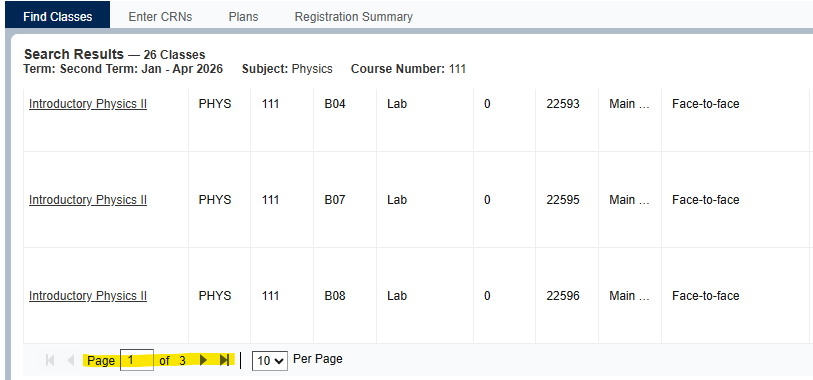 Registration Search Results