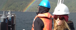 Students on a research vessel in the ocean