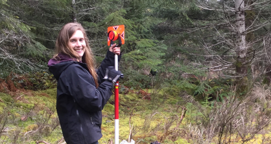Student conducting research in the field
