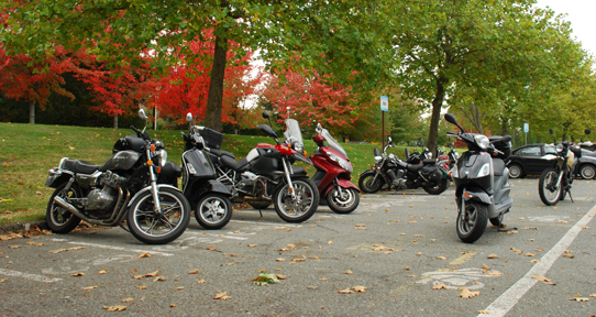 Parked motorcycles