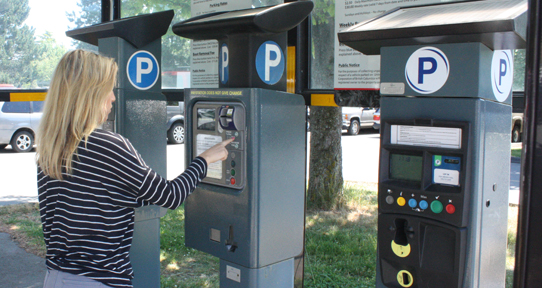 Woman using machine