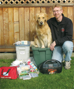 Kane Kilby with emergency kit