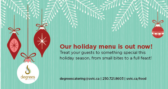 A festive image promoting Degrees holiday menu. 