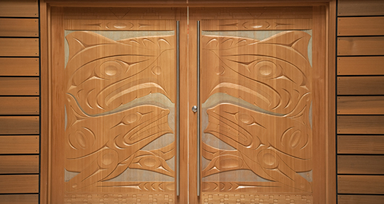 Doors to Ceremonial Hall in First Peoples House